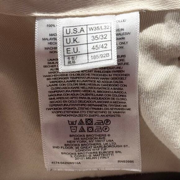 Brooks Brothers Mens Dress Pants Clark Advantage Chino Preppy Brown 35x32 GV - Picture 3 of 5